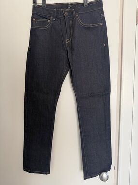 Perke New York Men's Raw Dark Indigo slim Straight Jeans size 28/27